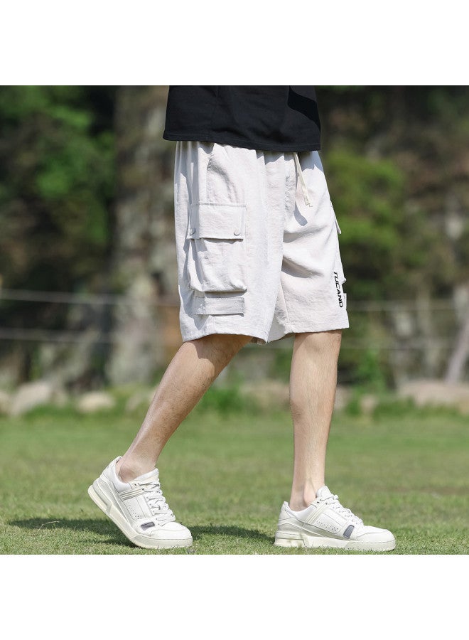 Tucano Men's Work Shorts Summer Lightweight Breathable Trendy Outdoor Comfortable Simple Versatile Loose Straight Leg Casual Pants - Image 5