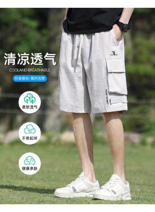 Tucano Men's Work Shorts Summer Lightweight Breathable Trendy Outdoor Comfortable Simple Versatile Loose Straight Leg Casual Pants - Image 1