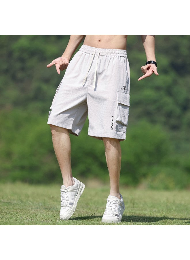 Tucano Men's Work Shorts Summer Lightweight Breathable Trendy Outdoor Comfortable Simple Versatile Loose Straight Leg Casual Pants - Image 4