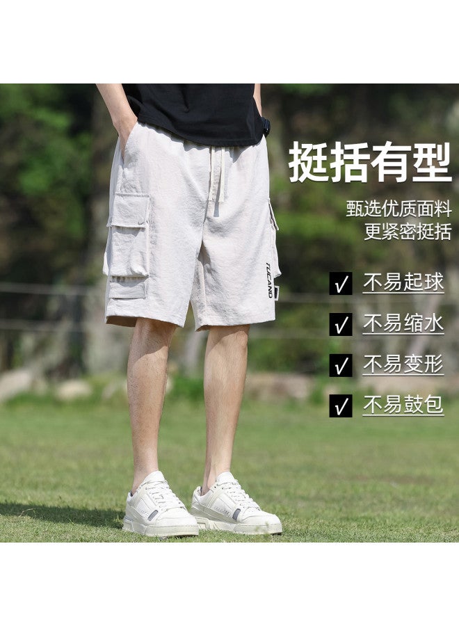 Tucano Men's Work Shorts Summer Lightweight Breathable Trendy Outdoor Comfortable Simple Versatile Loose Straight Leg Casual Pants - Image 3