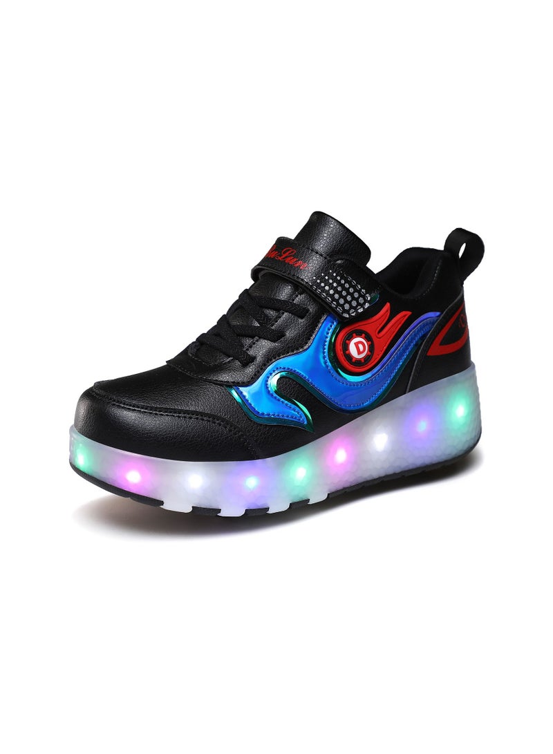 Loquat LED Light Up Roller Skates Wheel Shoes for Kids Black - Image 1