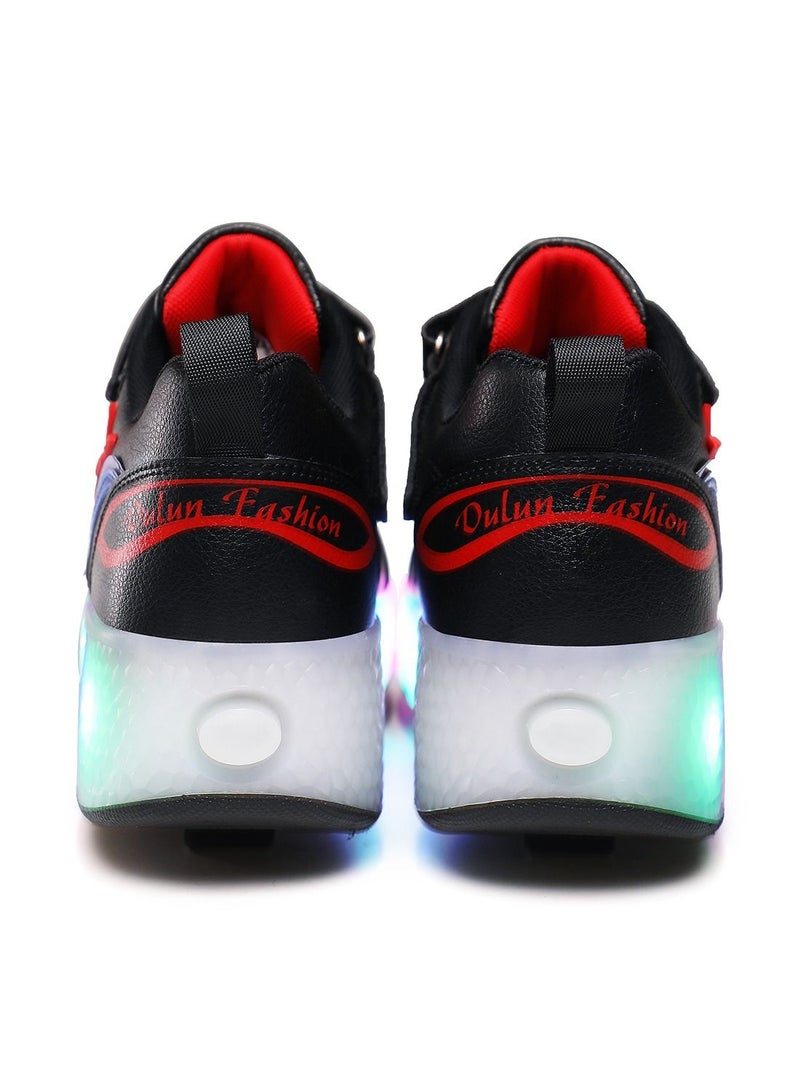 Loquat LED Light Up Roller Skates Wheel Shoes for Kids Black - Image 4