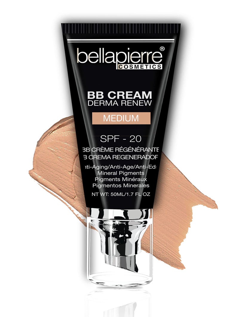 BellaPierre كريم بي بي بيلابير - واقي شمس معدني ومرطب سائل للوجه، خفيف الوزن مع تغطية قابلة للبناء، لمسة نهائية غير لامعة، غير سامة، خالية من البارابين، خالية من التجارب على الحيوانات - 1.7 أونصة - متوسط - Image 1