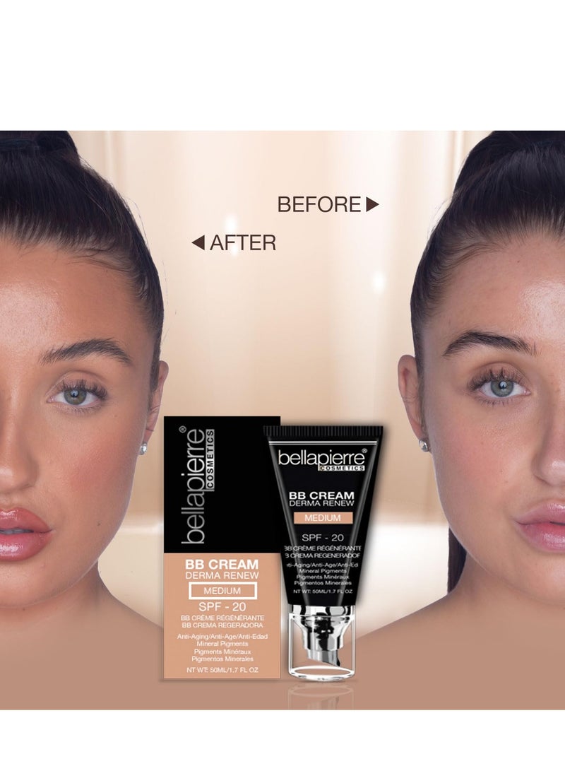 BellaPierre bellapierre BB Cream with SPF 20 - Tinted Sunscreen, Concealer, Matte Foundation, & Moisturizing Face Cream | Lightweight Formula + Pump Top Applicator | Non-Toxic & Paraben Free | 1.7 Oz - Medium - Image 2