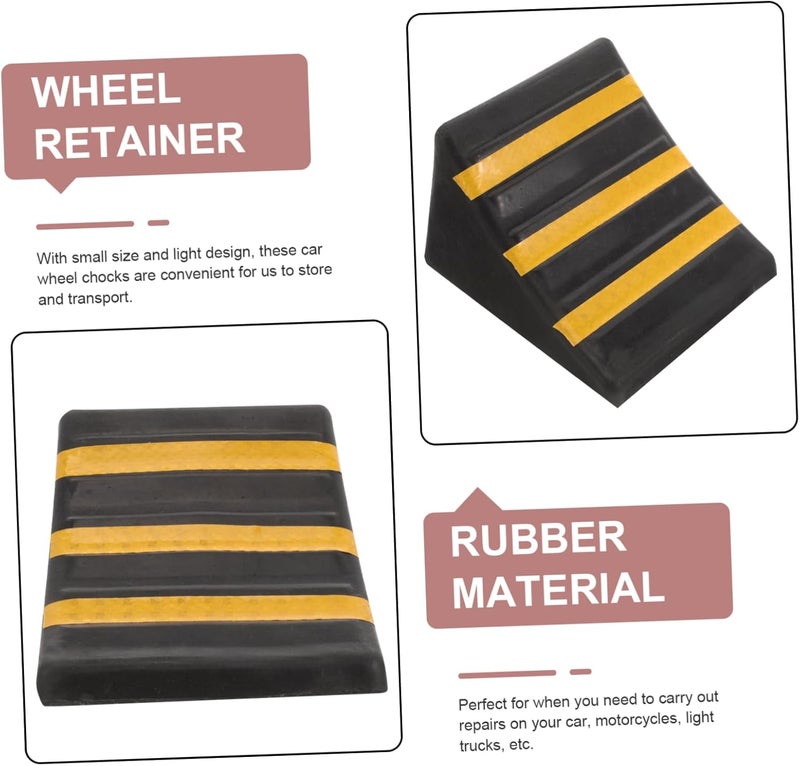 Mobestech Heavy Duty Rubber Wheel Chocks for Cars Trucks Rvs Portable Anti-Skid Tyre Stopper with Sturdy Construction for for Oil Changing Ramps and Trailers - Image 4