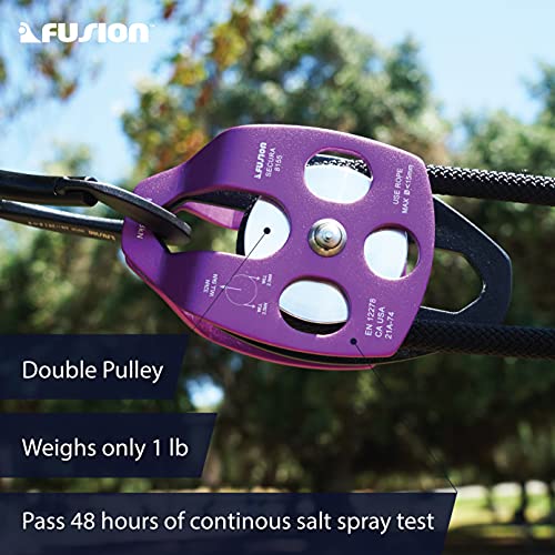 Fusion Climb Lightweight and Durable Aero Space Aluminum Alloy Double Pulley Swing Plate 32kN for Progress Capture System Rigging Hauling Rescue Arborist Tree Climbing - Image 3