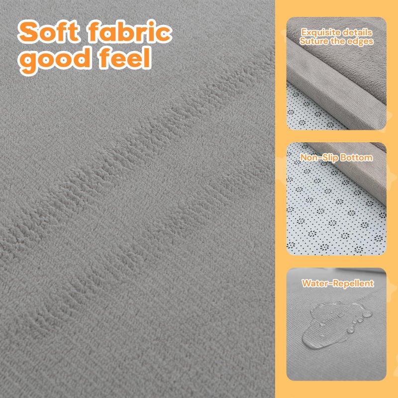 RONGFA Baby Play Mat for Floor, 71'' x 59'' Thicken Foam Soft Padded Playmat for Tummy Time, Playpen Mat for Toddlers, Water-Repellent Coral Velvet, Non-slip Bottom Safe for Crawling (Light Grey) - Image 3