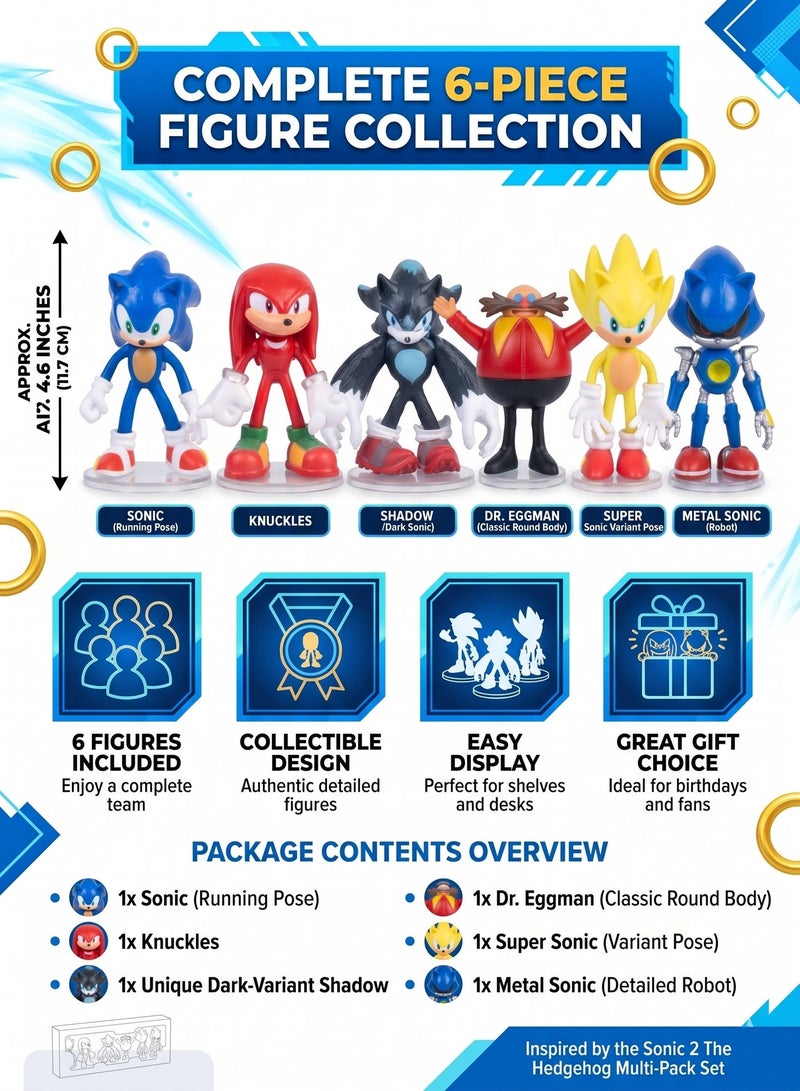 Sonic The Hedgehog Action Figures Set – 4.7-Inch Joint Movable Sonic Toys for Kids | Collectible Playset with Multiple Characters | Perfect Cake Toppers & Birthday Gift Figures for Boys & Girls | Durable Sonic Collectible Figurines - Image 3