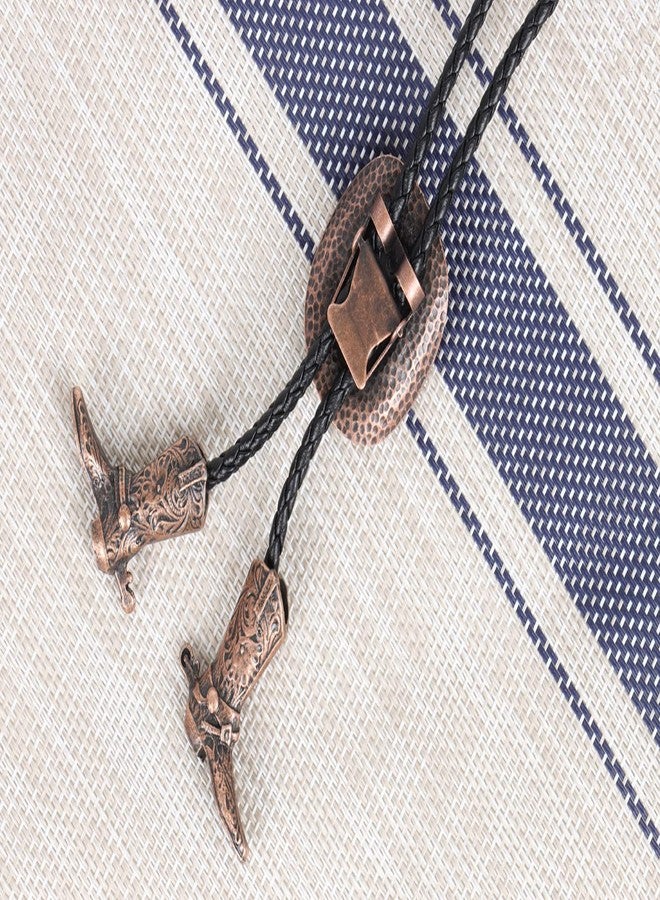 Wentur Bolo Ties for Men Western - 3D Cowboy Hat Bolo Tie Design with Vintage Cowboy Boots Bolo Tie Western Bolotie Cowboy Bola Tie (Bronze Cowboy Hat Tie) - Image 5