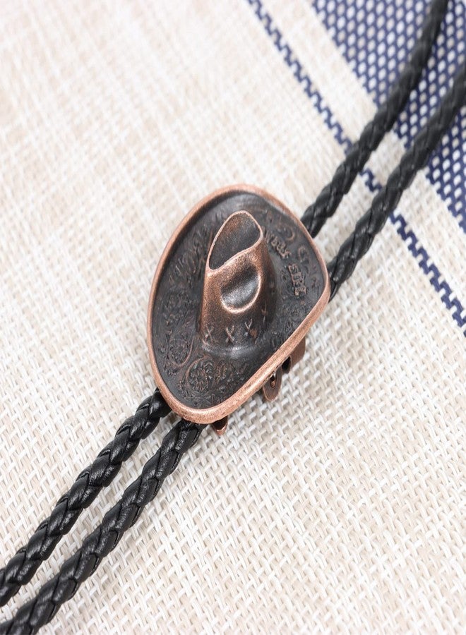 Wentur Bolo Ties for Men Western - 3D Cowboy Hat Bolo Tie Design with Vintage Cowboy Boots Bolo Tie Western Bolotie Cowboy Bola Tie (Bronze Cowboy Hat Tie) - Image 3