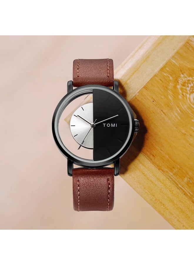 TOMI 3PCS Luxury Business Gift Box Set Men Watch Wallet Simple Leisure Creative Hollow Dial Men Quartz Watch Watch Clock Gifts - Image 2