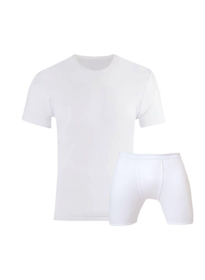 FIDCHY Men’s Cotton Underwear Set – Short Sleeve T-Shirt & Boxer – Comfortable Youth Daily Wear - Image 2