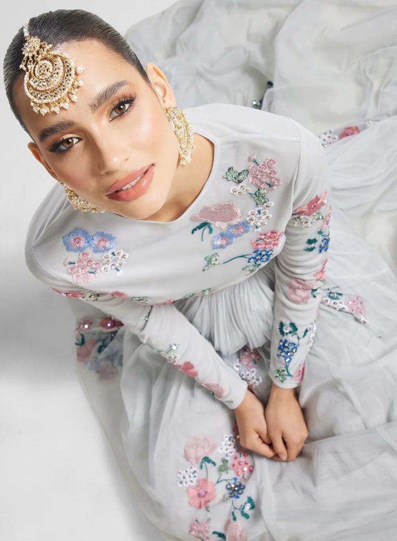 Maya Floral Printed Embroidered Top