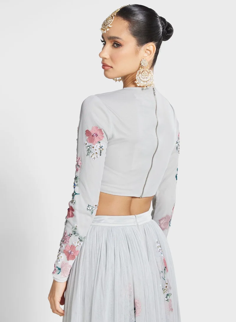 Maya Floral Printed Embroidered Top