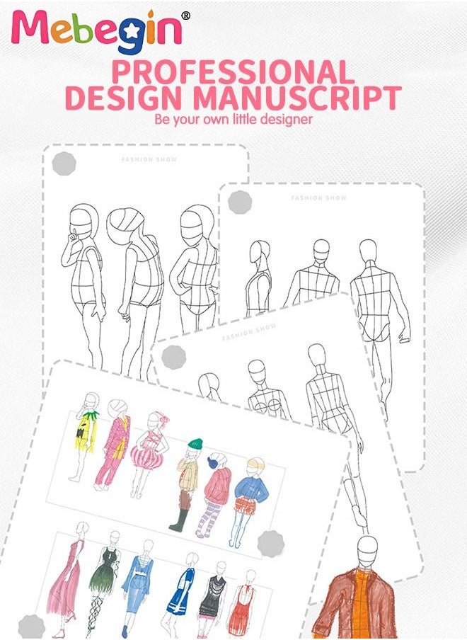 MEBEGIN - 5 Pack Fashion Designer Kit for Kids, DIY Handmade Doll Clothes, Fashion Design Studio Toys with 1 Mannequin, Creative Doll Clothes Outfits Hand Made Set, No-Sewing Fashion Design, Ideal Gift for Girls - Image 1