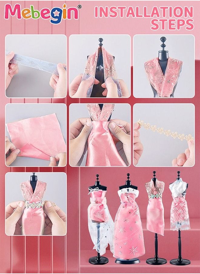 MEBEGIN - 5 Pack Fashion Designer Kit for Kids, DIY Handmade Doll Clothes, Fashion Design Studio Toys with 1 Mannequin, Creative Doll Clothes Outfits Hand Made Set, No-Sewing Fashion Design, Ideal Gift for Girls - Image 1