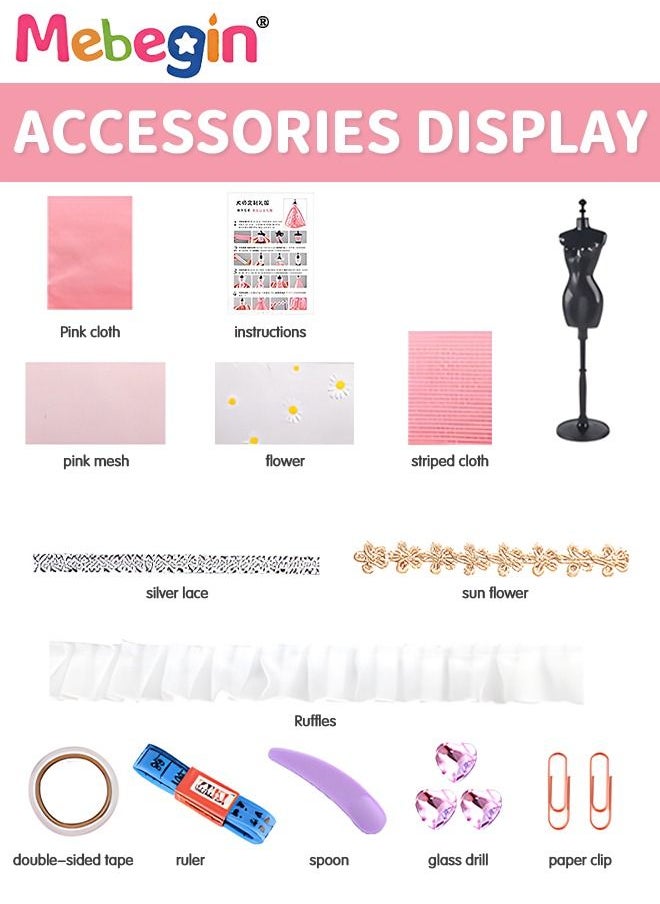 MEBEGIN - 5 Pack Fashion Designer Kit for Kids, DIY Handmade Doll Clothes, Fashion Design Studio Toys with 1 Mannequin, Creative Doll Clothes Outfits Hand Made Set, No-Sewing Fashion Design, Ideal Gift for Girls - Image 1