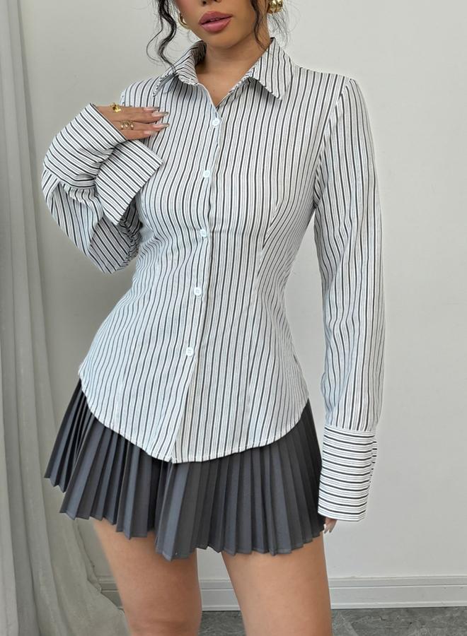 Take Two Striped Button Up Long Sleeve Shirt - Image 4