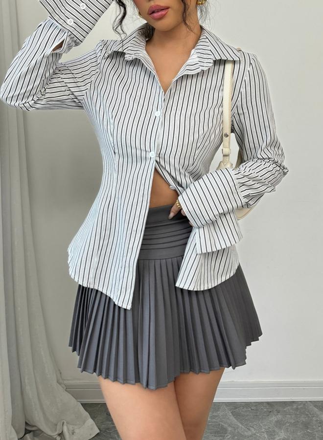 Take Two Striped Button Up Long Sleeve Shirt - Image 3
