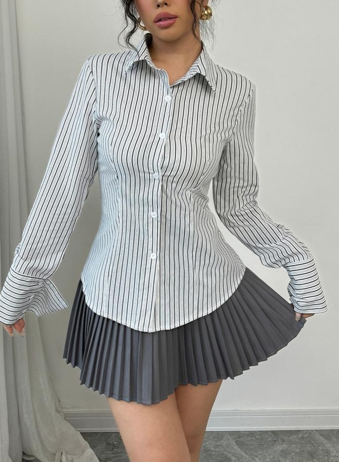 Take Two Striped Button Up Long Sleeve Shirt - Image 2
