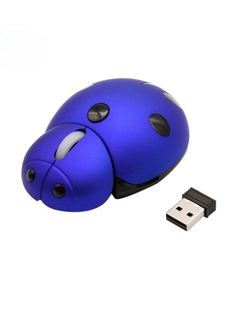 Wireless Mouse, 2.4 Ghz Battery Operated Cute Animal Design Mouse, Portable Creative Ladybug Shape Laser Ergonomic Computer Mouse For Desktop Computer Laptop, (1pc, Blue)