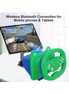 DOYO Wireless Gaming Racing Wheel with Cat Ear Light, Bluetooth Wired Dual-Mode Steering Wheel for Nintendo Switch, PC, PS4, PS3, ios/Android mobile phones, Tablets Green Blue  - Image 5