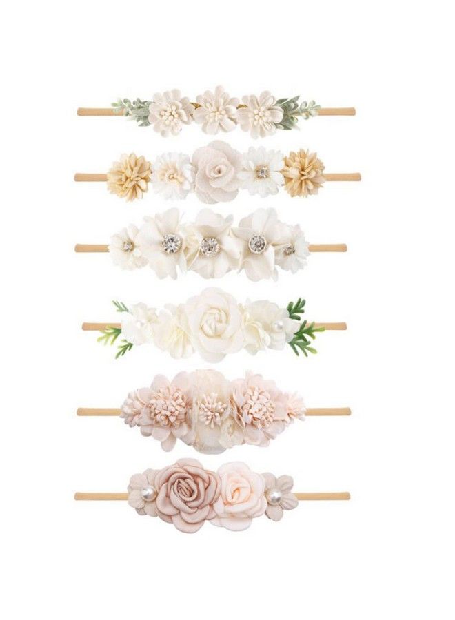 mligril 6Pcs Baby Floral Headbands Setinfant Flower Elastic Hair Band Bows Wraps For Toddles Infant - Image 1