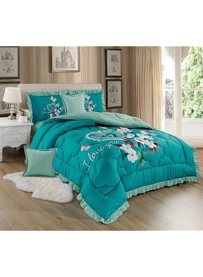 إيروريكس طقم لحاف متوسط الحشوة، مقاس مفرد، 4 قطع