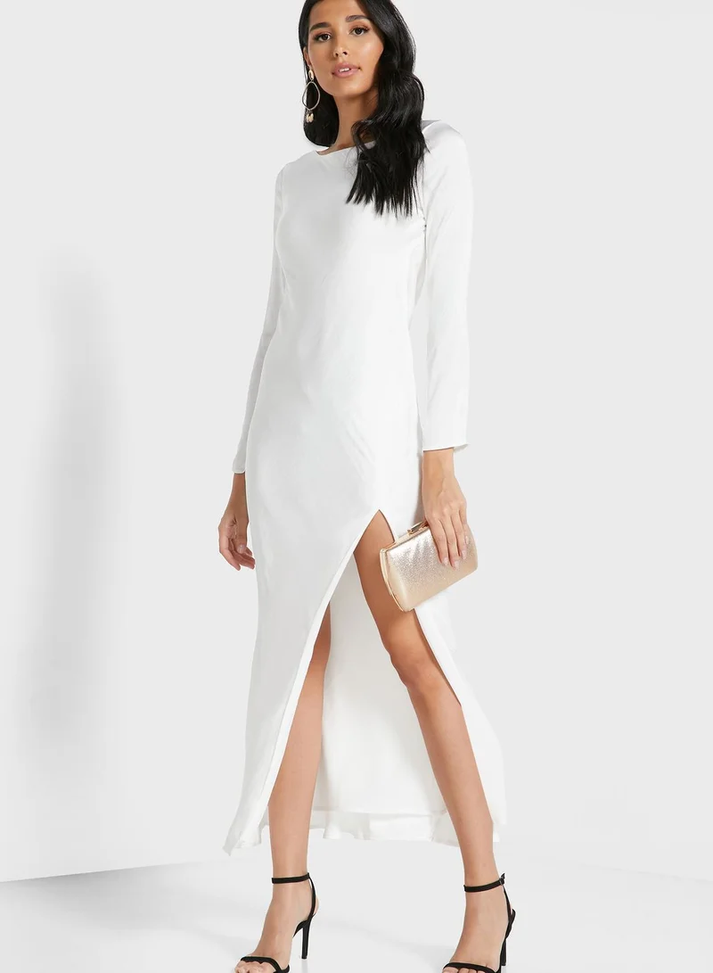 Bardot Side Split Bodycon Dress