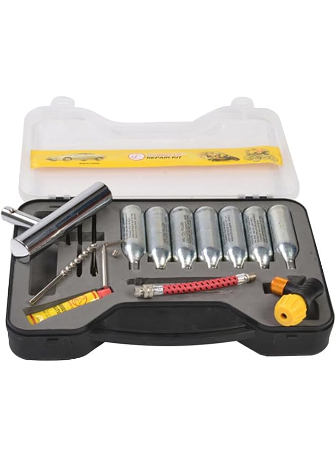 طقم إصلاح الإطارات، طقم رقع وأدوات تثبيت للسيارات والشاحنات والدراجات النارية، متعدد الألوان، مجموعة من 12 قطعة