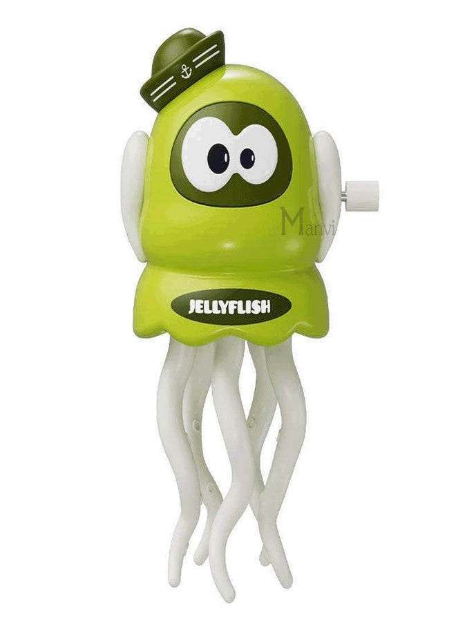 MANVI Key Operated Octopus Toy for Kids, Wind-up Dancing Jellyfish, Interactive Sensory Development for Infants & Kids, Crazy 5-Leg Action Crawling Toy (Green) - Image 1