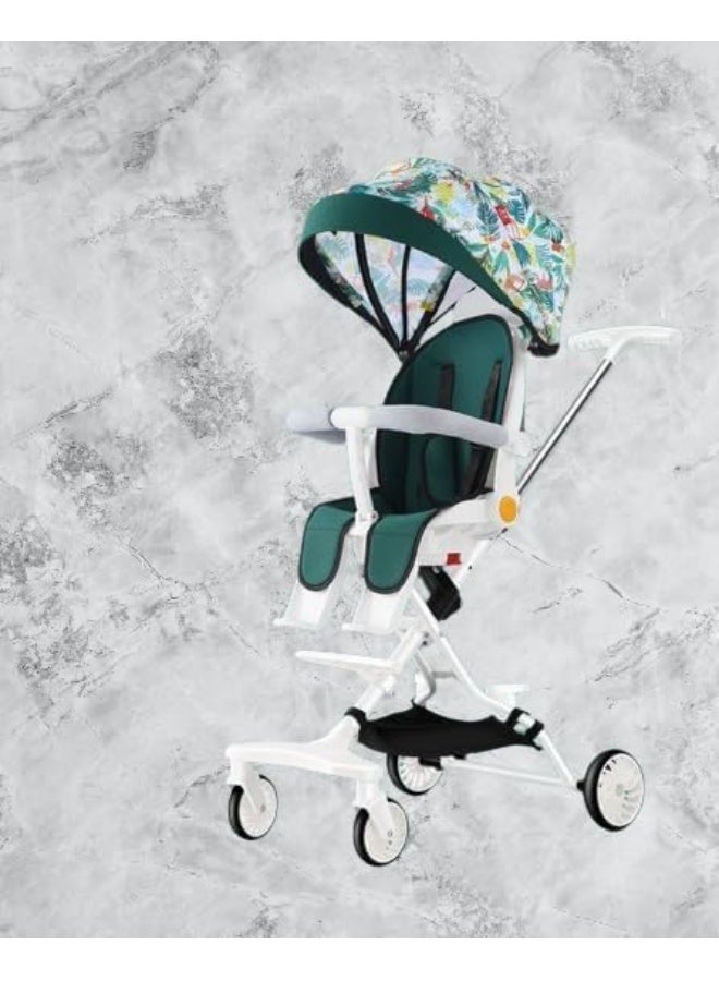 Travel Stroller for Airplane- Portable Compact Airport Stroller - Small Stroller for Toddler Travel - All Terrain Stroller for Toddler Stroller. (white and green) - Image 3