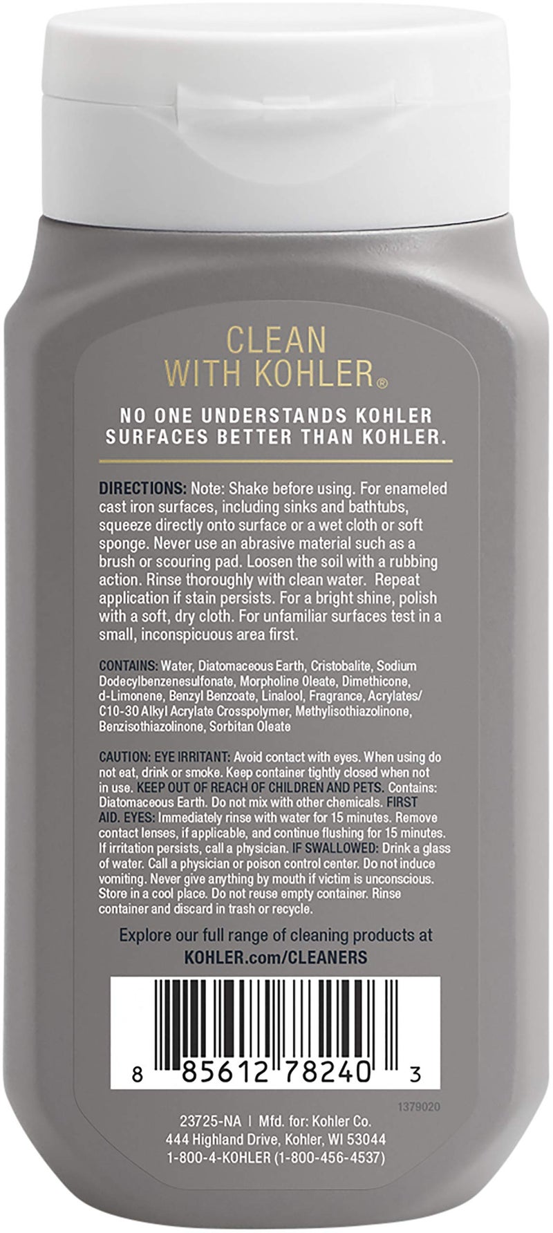 Kohler منظف كوهلر K-23725-NA من الحديد الزهر، للمطبخ والحمام، زجاجة 8 أونصات، منظف كريمي غير كاشط - Image 2