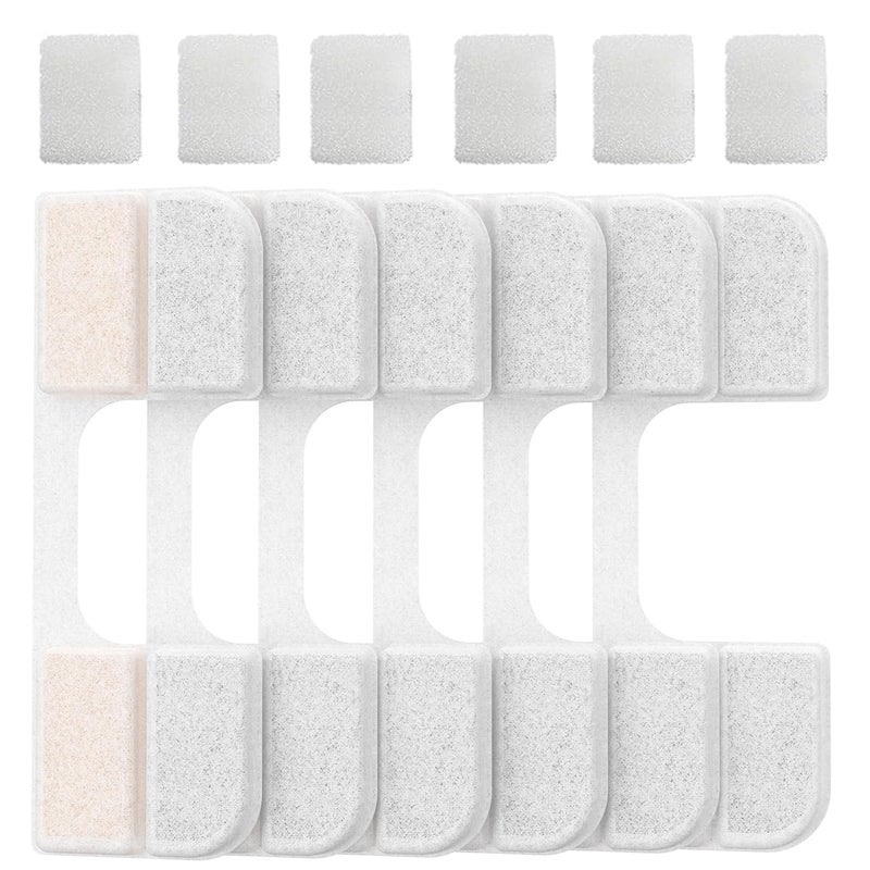 FEELNEEDY 6 Pack Replacement Filters + 6 Pump Sponges for Cat Water Fountain [FN-W17] - 108oz/3.2L Pet Water Fountain Filters - Image 1