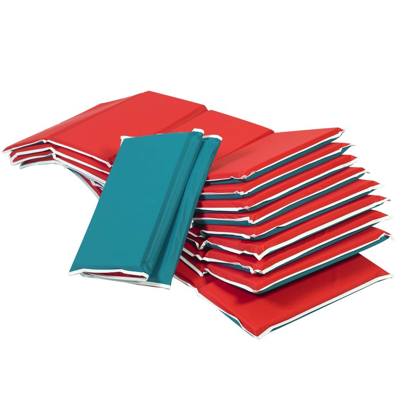 Childrens Factory Toddler Nap Mats HandWashable Soft Nap Mat with Pillow for Preschool and Daycare Red and Green Set of 10