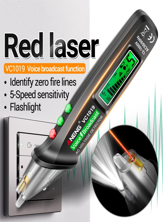 ANENG ANENG VC1019 LCD Digital Test Pen Non-contact Voice Broadcast Tester Pen Sensitivity Adjustable with Indicator Sound/Light Alarm Flashlight - Image 3