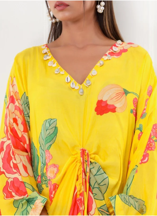#Be Floral Printed V-Neck Kaftan