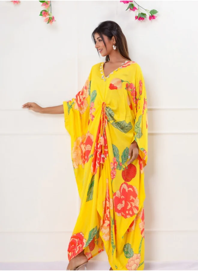 #Be Floral Printed V-Neck Kaftan