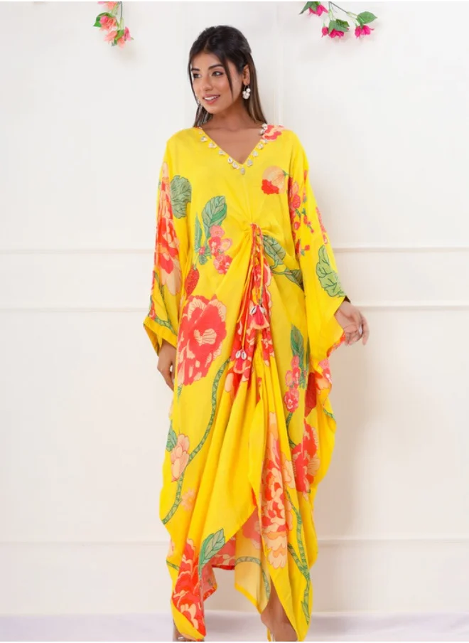 #Be Floral Printed V-Neck Kaftan