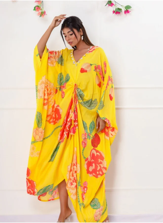 #Be Floral Printed V-Neck Kaftan