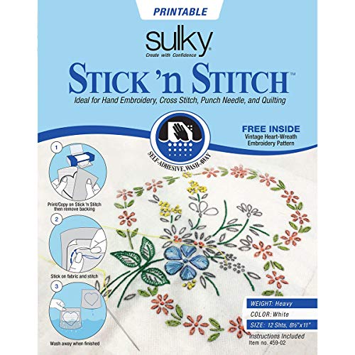 Sulky Stick N Stitch Self Adhesive Wash Away Stabilizer Twelve Sheets of 8-1/2 x 11 - Image 1