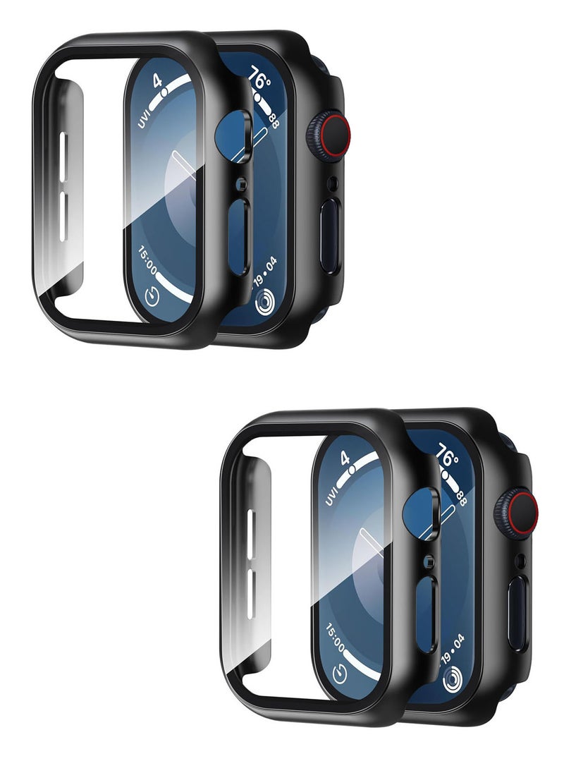 SJet 2 Pack Apple Watch Series 10 46mm case with Tempered Film Screen Protector, Full Protective Hard PC Bumper Touch Sensitive HD Screen Cover(46mm,Black+Black)  - Image 1