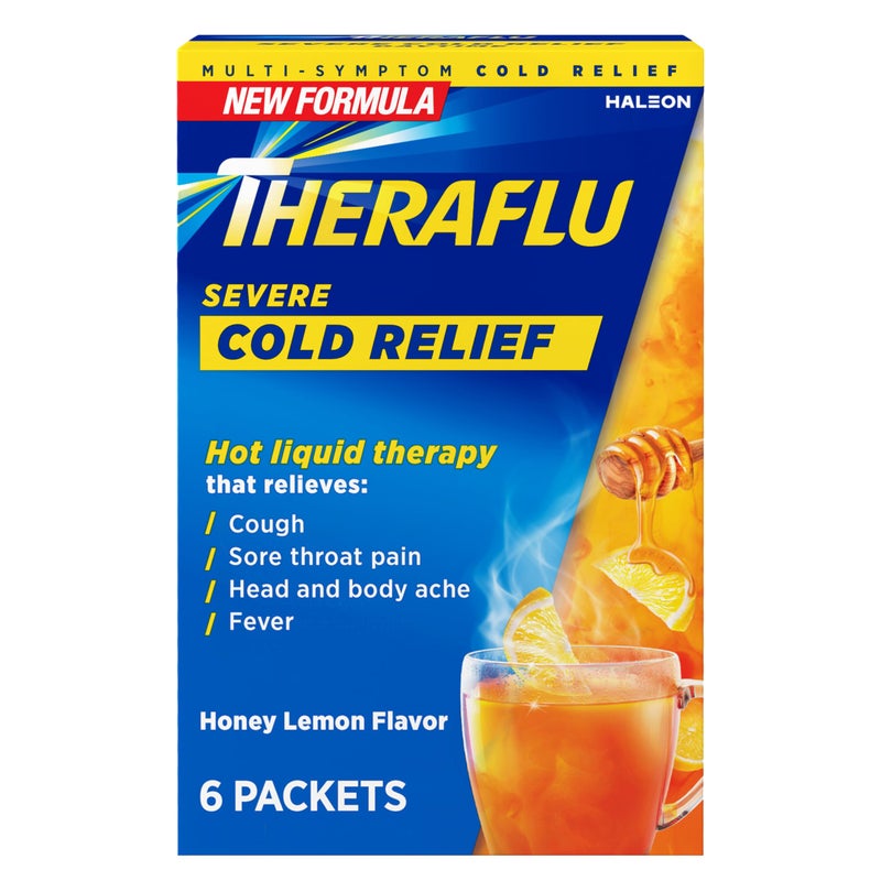 Theraflu Daytime Severe Cold Relief Powder Honey Lemon Flavor 6 Count