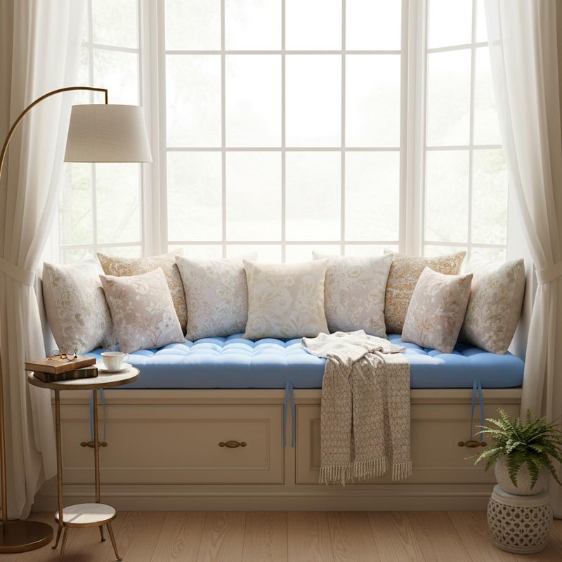 Vercraft Long Floor Cushion Large Floor Cushion with Brushed Cotton 74.8 x 27.5 x 3.15 in Jumbo Lounger Pillow for Outdoor Indoor Bay Window Meditation Yoga Reading Sleeping(1 Pc,Light Blue) - Image 5