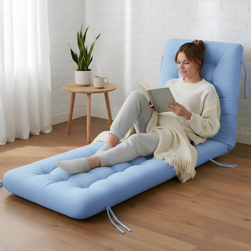 Vercraft Long Floor Cushion Large Floor Cushion with Brushed Cotton 74.8 x 27.5 x 3.15 in Jumbo Lounger Pillow for Outdoor Indoor Bay Window Meditation Yoga Reading Sleeping(1 Pc,Light Blue) - Image 1