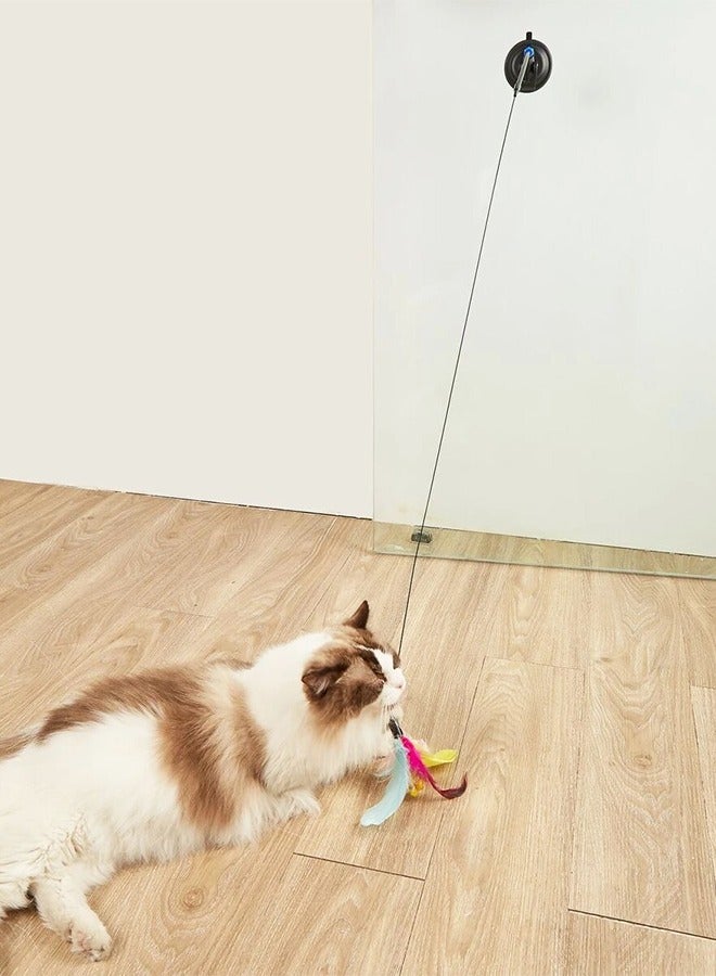 1 Piece Cat Toys Interactive Cat Wand Toys with Feather and Bell Safe Cat Teaser Catcher Stick Toy Colorful  for Cats Kittens Training Pets Exerciser（random color） - Image 4