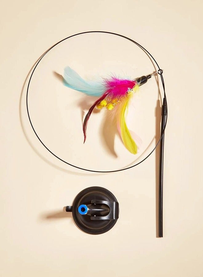 1 Piece Cat Toys Interactive Cat Wand Toys with Feather and Bell Safe Cat Teaser Catcher Stick Toy Colorful  for Cats Kittens Training Pets Exerciser（random color） - Image 2