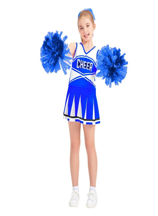 Danzcue Cheerleader Costume for Girls, Cheerleader Outfit for Girls, Blue, Large - Image 2