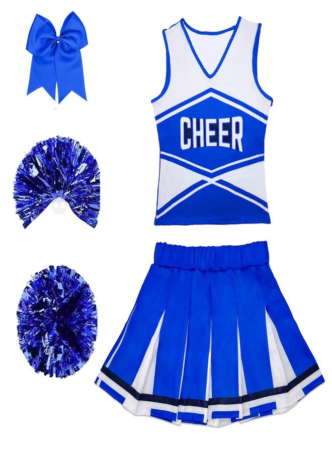 Danzcue Cheerleader Costume for Girls, Cheerleader Outfit for Girls, Blue, Large - Image 1