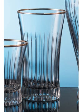 Lavita Platinum Cut Hand Decorated Gilded 6 Piece Patterned Water and Soft Drink Glass Set